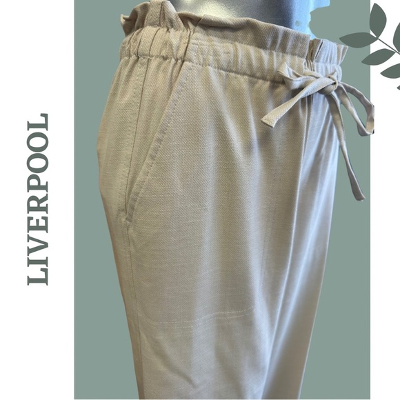 LIVERPOOL PULL ON TIE WAIST WIDE LEG ANKLE Pant Elastoc Waist Tan Size XS - Picture 6 of 8